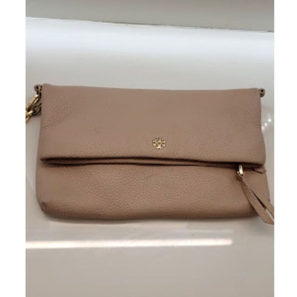 Tory Burch Emerson Foldover Crossbody Bag Coral Pink Purse Leather Clutch Girlie